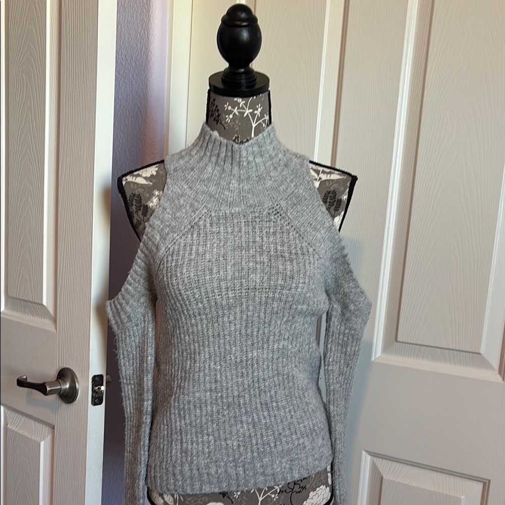 Olivaceous Gray Off-the-Shoulder Sweater
